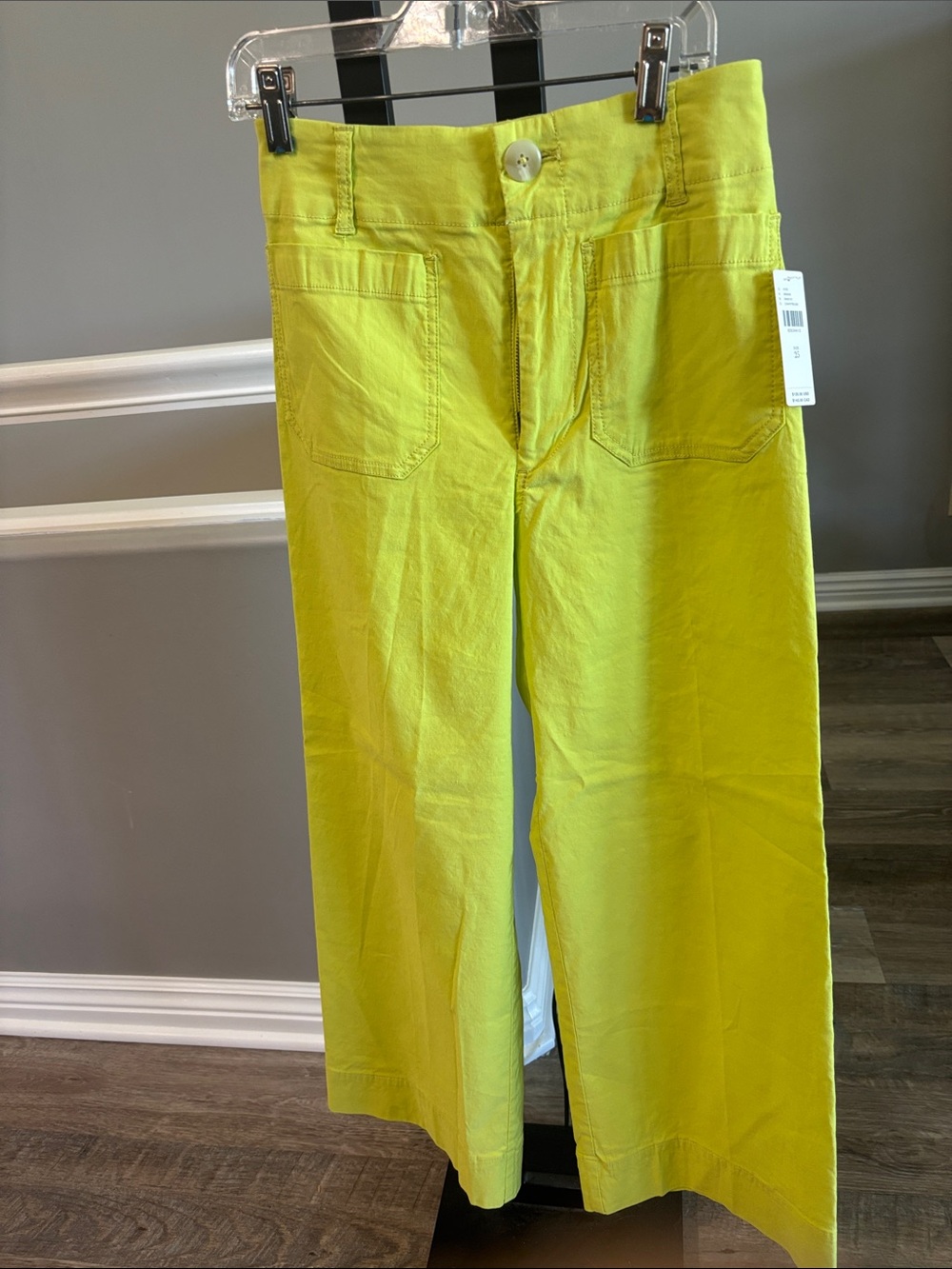 Anthropologie Lime Green Colette Cropped Wide-Leg Pants